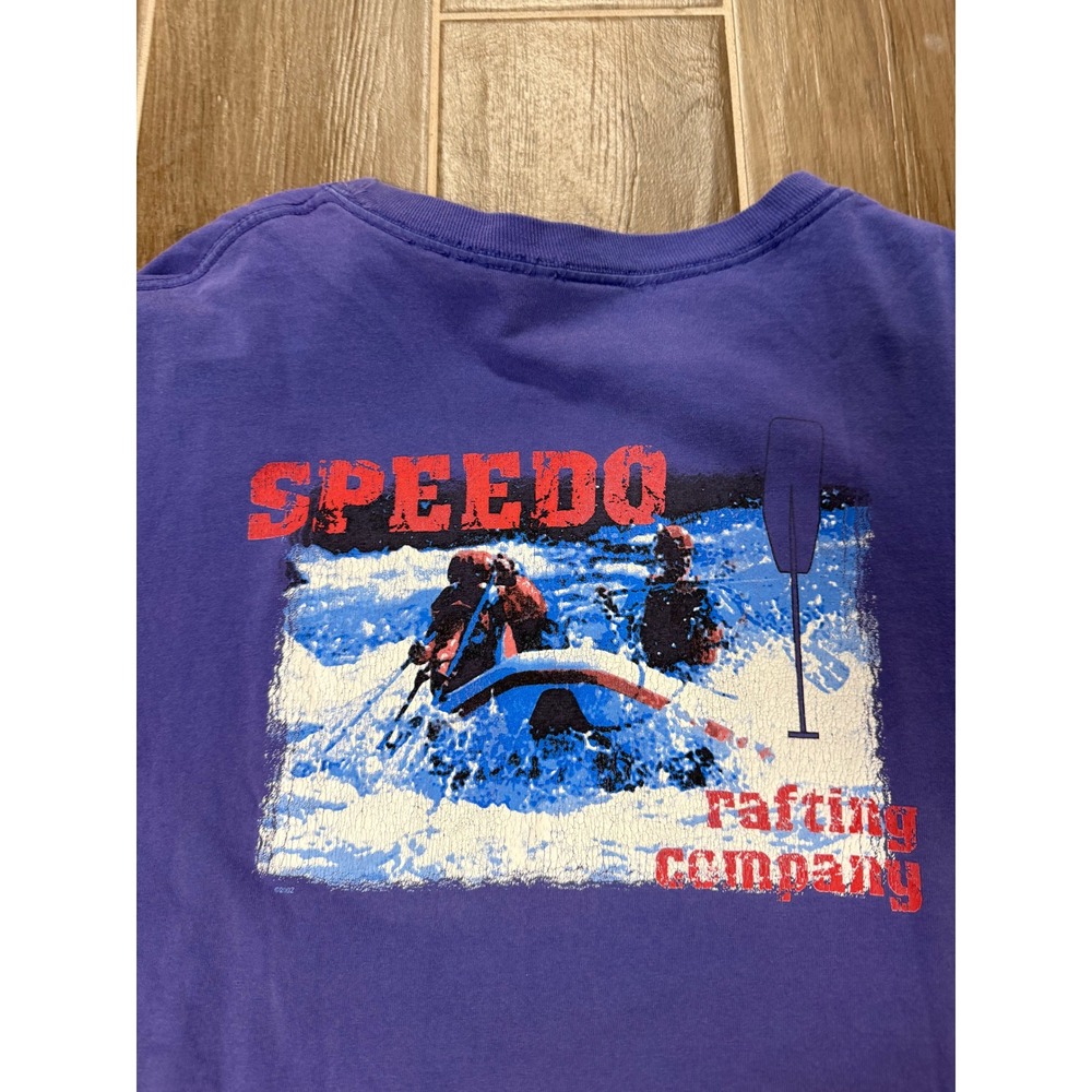 Speedo Rafting Company Graphic T-Shirt Mens XL Purple Short Sleeve Crewneck